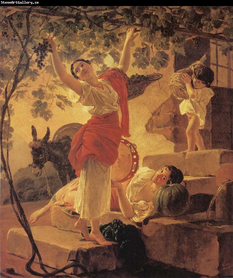 Karl Briullov Young Girl Gathering Grapes in the Neighbourhood of Naples